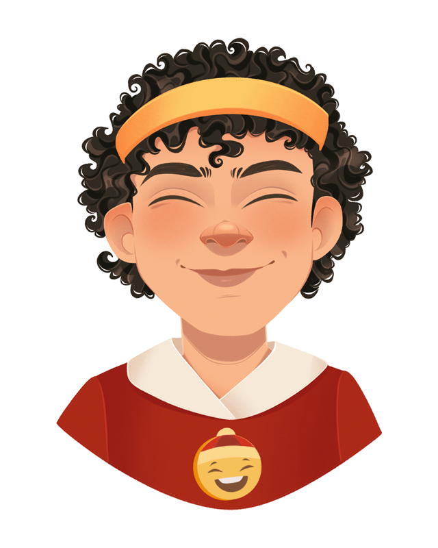 Personaje sereno y sonriente de Teriyaki